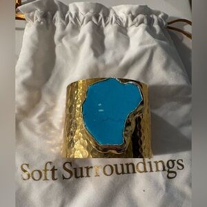 Soft Surroundings Gold Tone Turquoise Cuff Bracelet